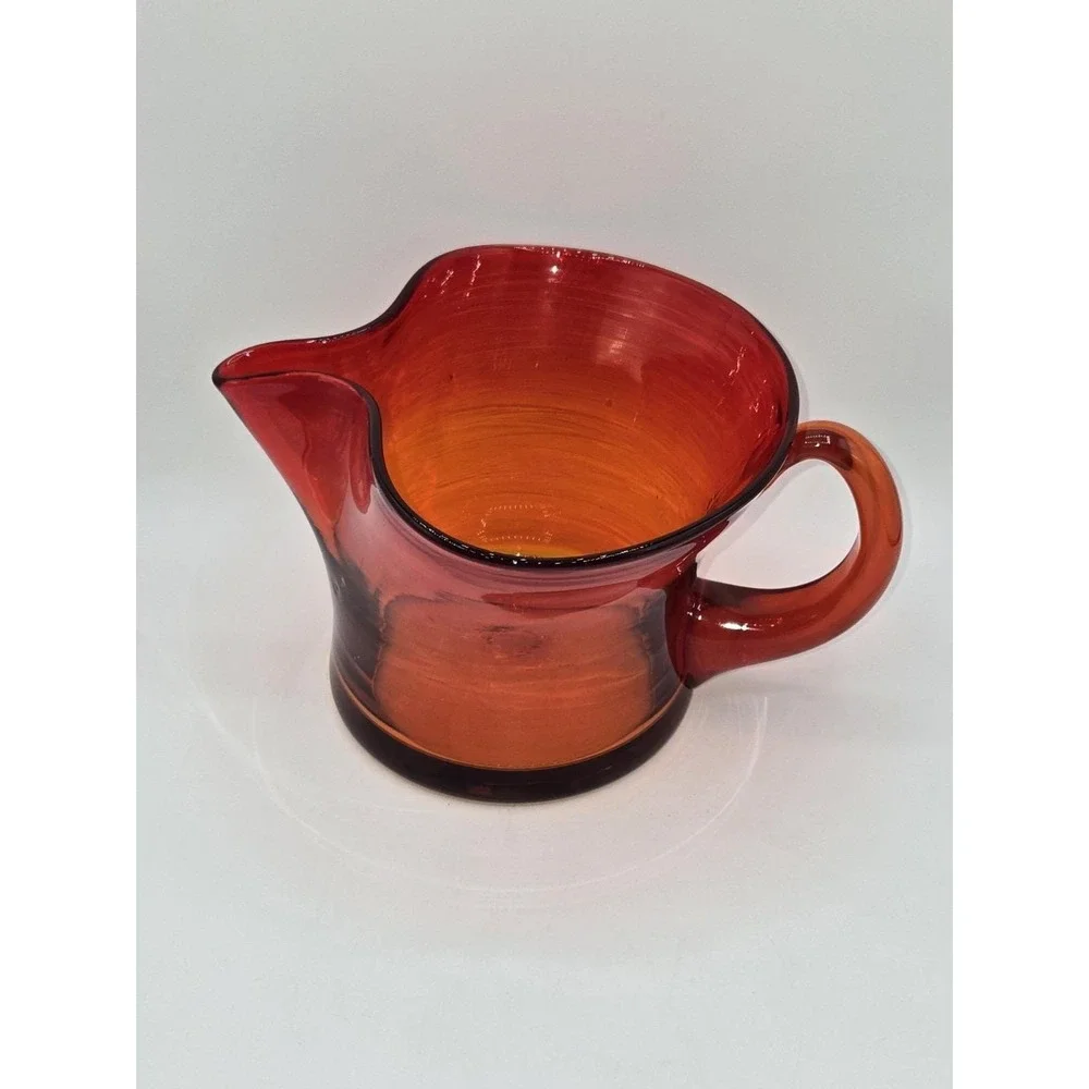Blenko #667L Tangerine Pitcher‎ Joel Myers 1966 Art Glass Water Pitcher MCM